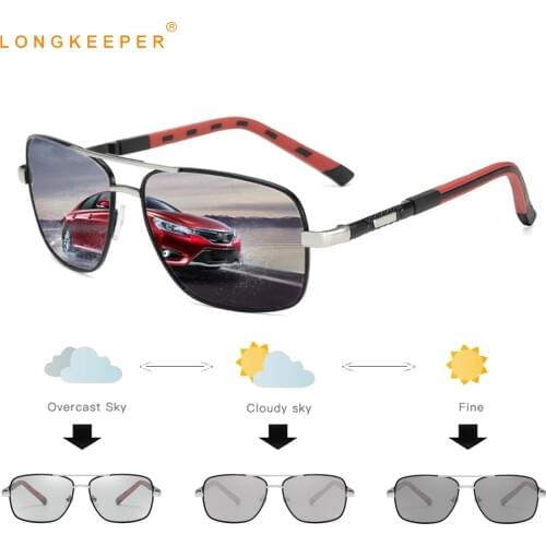 New Photochromic Polarized Sunglasses Men Brand Design Driving Discoloration Sun Glasses Male Square Pilot Eyewear UV400 okulary