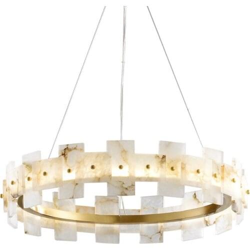 Modern Marble Copper Ring Chandelier Handing Pendant Light For Foyer Living Room Bedroom Home Decoration Ceiling Lamps PA0621