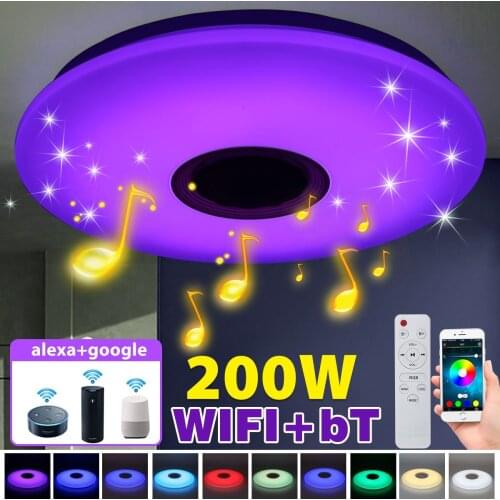 200W 40CM WiFi Modern LED Ceiling Light APP bluetooth Music Light Home Smart Ceiling Lamp Support google/alexa Remote Control