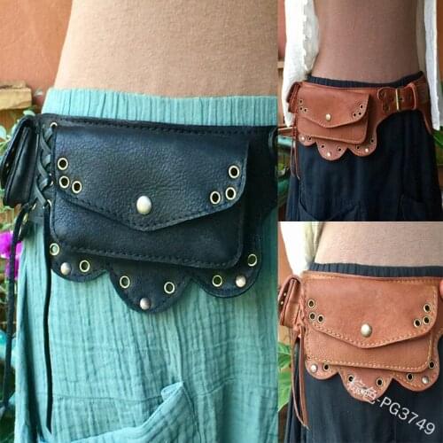 Medieval Pouch Bag Leather Belt Purse Wallet Men Women Steampunk Viking Pirate Cosplay Renaissance Gear Waist Pockets For Adult