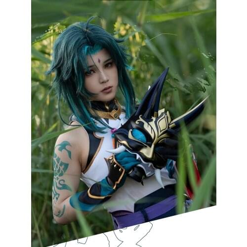 LED Glowing Mask Game Genshin Impact XIAO Cosplay Props Halloween FRP Decorations Adult Toys Raksha Anime Accessories