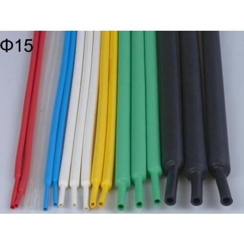 1M 15mm Dia High Temperature Black Soft Flexible Cable Sleeve Insulation Heat Silicone Rubber Shrinkable Tubing Shrinking Tube