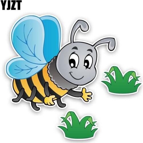 YJZT 14.1CM*12.9CM Bees Flying In The Grass High Quality Sticker Car PVC Decal 12-300752