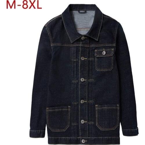 M-8XL Plus Size 2019 Winter Jeans Jacket Men Hip Hop Fashion Vintage Mens Bomber Jackets Brand Elastic Slim Denim Jacket 3ZWJ12