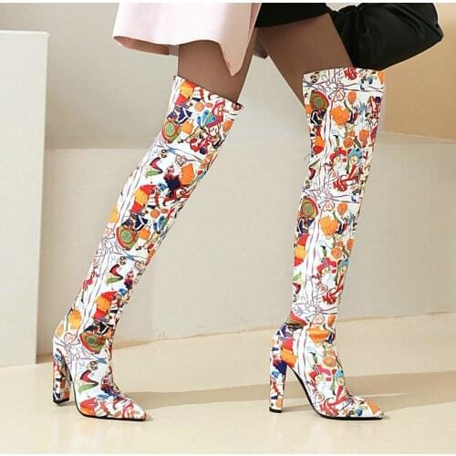 11CM Super High Heel Over the Knee Boots Pointed High Heels Rear Zipper Rubber Sole Winter Personality Boots Ladies Boots 2021