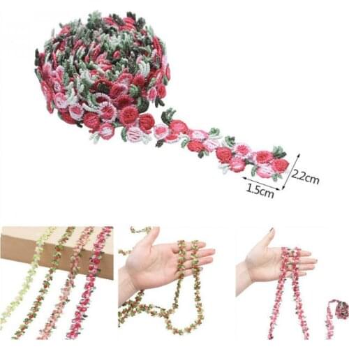 1yard Flower Embroidered Lace Trim For Knitting Wedding Embroidered Ribbon DIY Handmade Patchwork Sewing Supplies Crafts