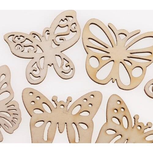 10 Pieces Butterflies MDF Wooden Shape Crafts Embellishments Scrapbooking Wood Art