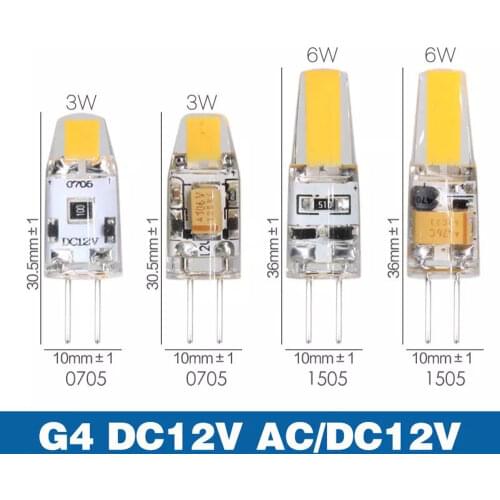 10pcs/lot LED Bulb G4 Dimmable LED Light AC DC 12V Led COB Lamp LED 3W 6W SMD COB LED Lighting Replace Halogen Spotlight