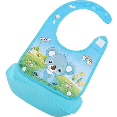 Baby Stuff Waterproof Silicone Bib Feeding Food Catcher Baby Newborn Cartoon Aprons Adjustable Baby Bibs Cloths Bandana Bibs