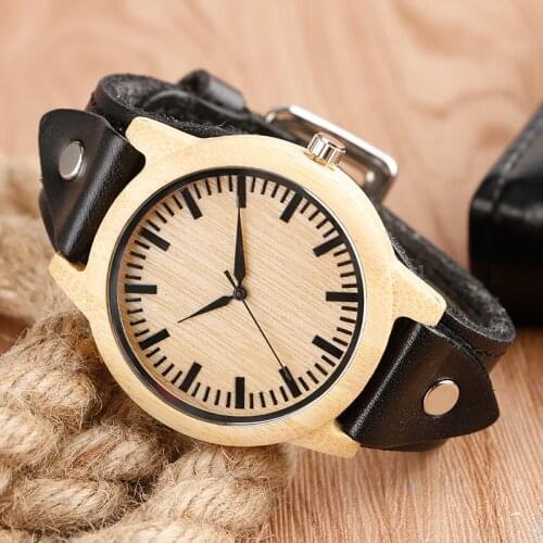 2020 Top Brand Bamboo Watch Women Steampunk Genuine Leather Wrist Watch Handmade Quartz Watch Female Reloj de madera