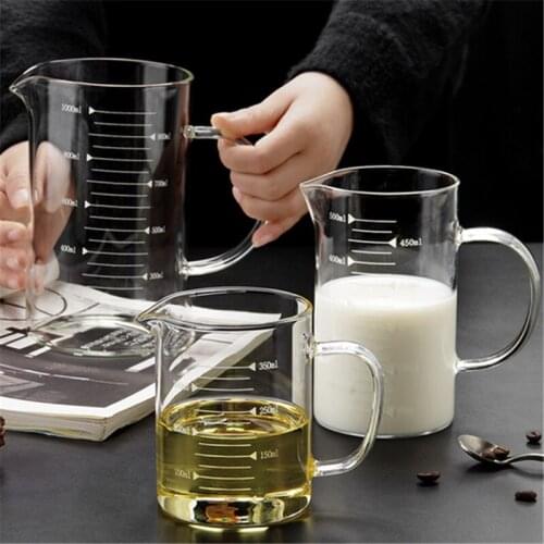 350ml 500ml 1000ml Glass Measuring Cup Milk Jug Cafe Creamer Cup Juice Tea Espresso Coffee Cup Barista Mug Milk Frother Latte Pi