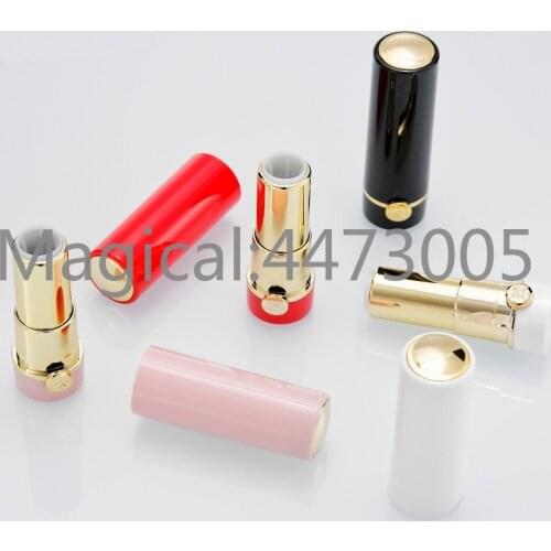 5/10/30/50pcs 12.1mm Empty Lipstick Tube pattern round buckle DIY Homemade Round Lip Balm Container black/pink packaging