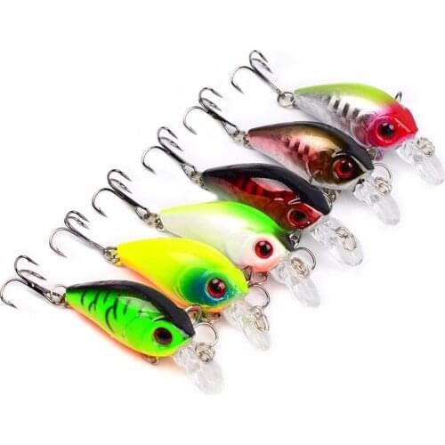 6PCS Crankbait Minnow Fishing Fish Bass lure hook baits 4.5m/3.5g Free shipping