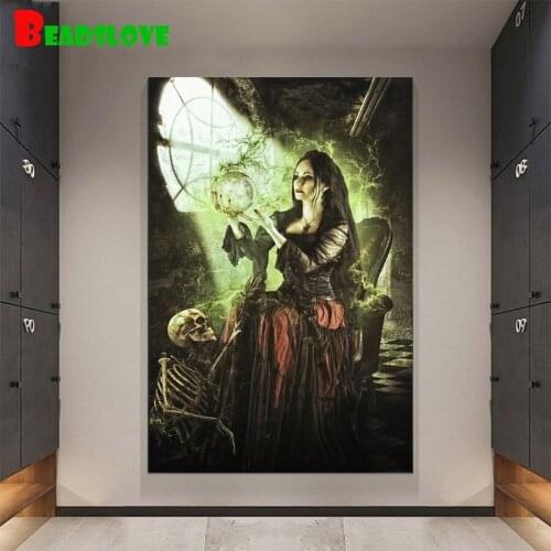 Diamond painting Magic woman and skull diamond embroidery full square round drill home decor puzzles gift for the new year B47