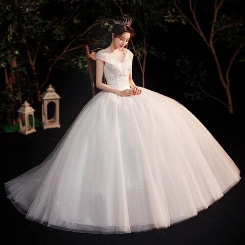 Brides Ball Gowns Beading Sequins Short Sleeve Fashion Classic O Neck Wedding Dresses Sequined Simple Vestido De Noiva Plus Size