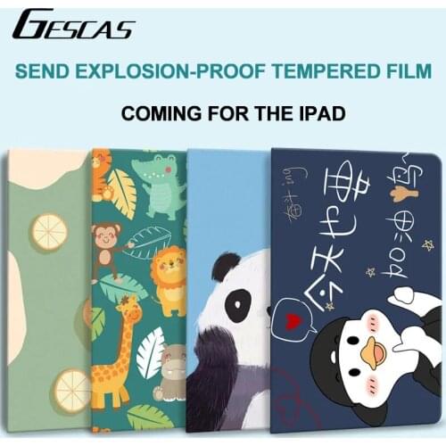 GESCAS For Ipad Air 4 Case Cute Cartoon Dinosaur Panda For Ipad Air 2 Case Ipad Pro 10.5 Case 2017 Ipad 5th/6th Case
