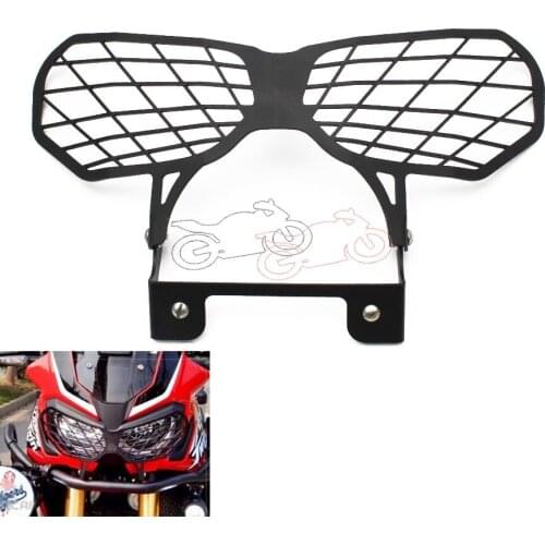 1set Black Metal Motorcycle Headlight Grille Guard Cover Protector for Honda CRF1000L CRF 1000L CRF1000 L Africa Twin 2016-17