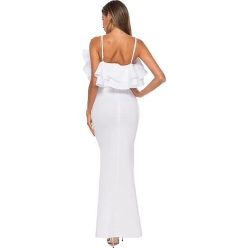 Long Dress For Women Plus Size Sexy Spaghetti Strap High Waist Bandage Ruffles Maxi Sundress Beach Vacation Prom Party Vestidos