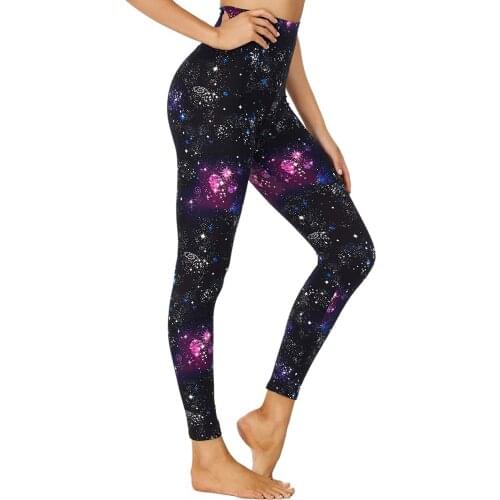 Women Starry Sky Printed Tight Pants High Waist Slimming Trouser for Daily/Exercise/Sports Wear