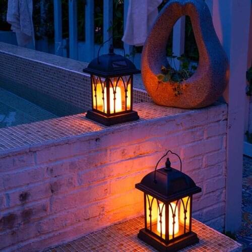 Solar Candle Lantern Hanging Solar Lantern Outdoor Waterproof LED Solar Light for Garden Courtyard Landscape