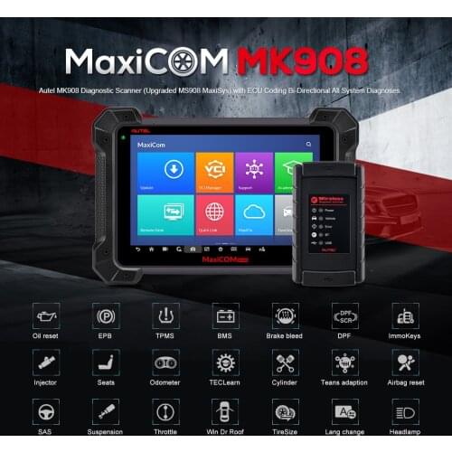 Autel MaxiCOM MK908 Diagnostic Tool Obd2 Scanner Global Version ECU Programming with J2534 Upgraded of MS906BT