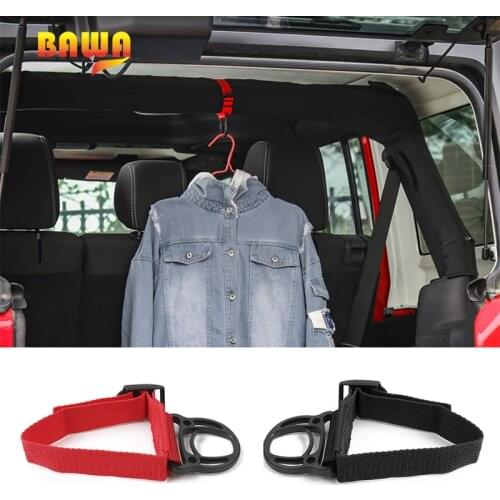 BAWA 2 pcs Coat Hook for Jeep Wrangler TJ JK JL ABS+Cloth Hallstand for Jeep Wrangler Car Accessories