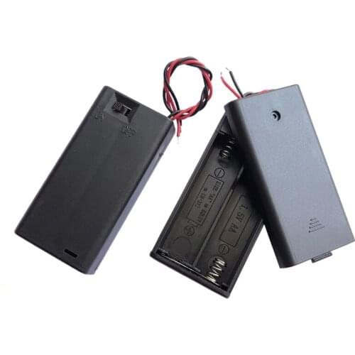 MasterFire 20pcs/lot Plastic 2 x 1.5V AA Battery Storage Box Case 2 Slots DIY 2A 3V Batteries Clip Holder Cover With Wire Lead