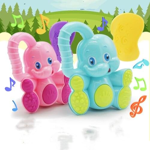 Multi Teether Music Educational Rattles for Babies Elephant Baby Baby Cartoon Bell Jingle Animal Ring Baby Cute Hand Rattle Toys