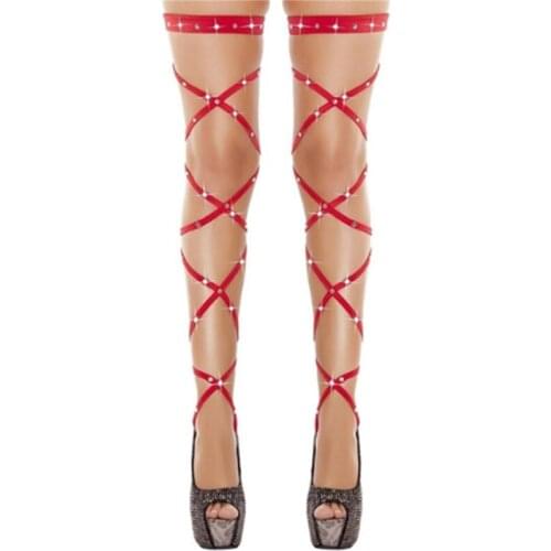 Diamond Strap Lingerie Stockings Ladies Socks Womens Sexy Temptation Multicolor Fashion Hollow Cross Sock Female Tight Stocking