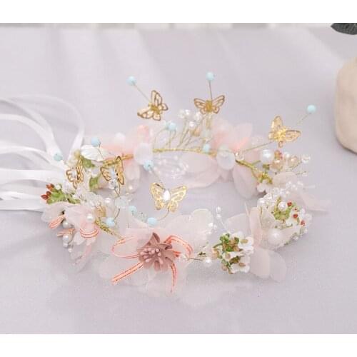 New The Europe and The United States Beam Simple Wedding Bridal Accessories Butterfly Flower Fairy Wreath Headband LL@17
