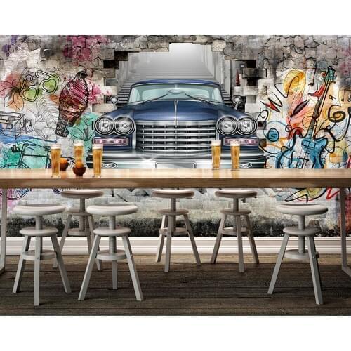 Custom Wallcoverings,Classic riders painting graffiti wall for restaurant bar living room tv sofa bedroom wall wallpaper mural