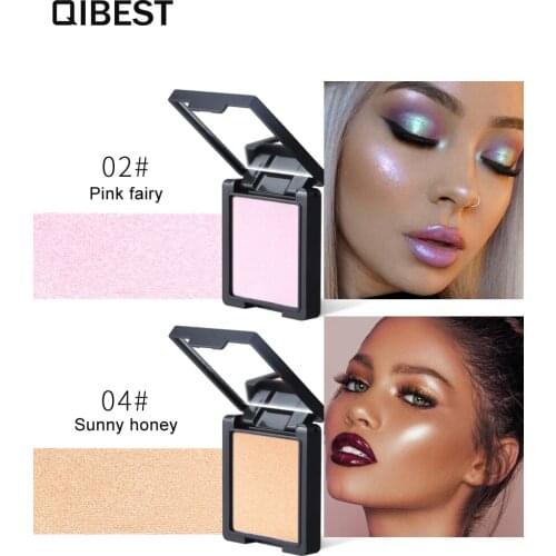 QIBEST 7-color highlight powder face concealer brightening glitter palette long lasting cosmetics