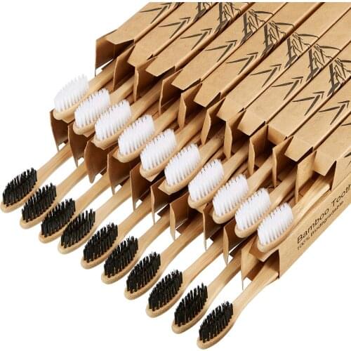 Rainbow Bamboo Toothbrush Banister Brush Natural Soft Hair Tooth Brush Eco-friendly Brushes Oral Cleaning Care Tools(20PCS/Pack)