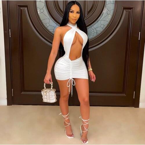 Sexy Women Solid Color Mini Dress