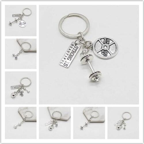 1pcs power exercise dumbbell charm fitness and gym Crossfit keychain male gift