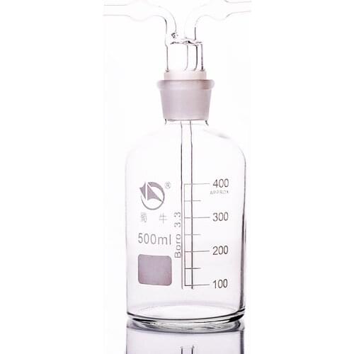 SHUNIU Drechsel gas washing bottle ,Capacity 500ml,Lab Glass Gas Washing Bottle,Shisha hookah