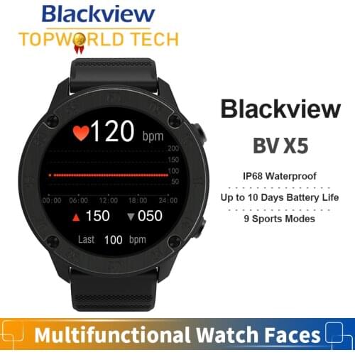 SmartWatch Blackview X5 Heart Rate Sports Clock Sleep Monitor 5ATM IP68 Waterproof 260mAh for Men Women Android IOS Smartphone