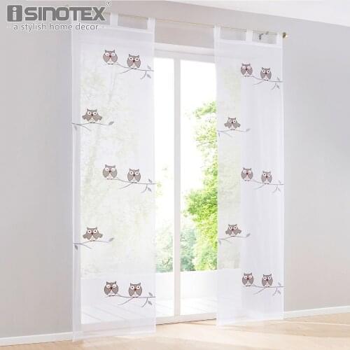 ISINOTEX Sheer Curtains for Window Cute Owl Embroidered Tulle Screens Fabrics Windows Panels Curtains For Living Room