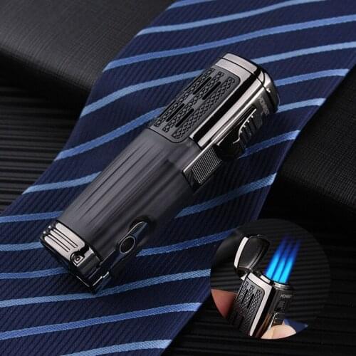 Windproof Metal Butane Gas Lighters Portable Cigar Cigarette Lighter High-end Multi-function Lighter With Cigar CutterTool