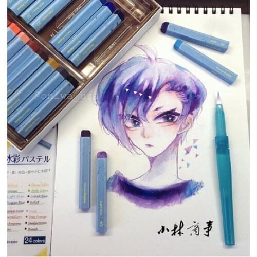 Japan Pentel Water Color Powder Water-Soluble Toner Stick With Water Pen 24-color Set