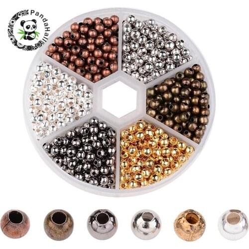 Mixed Color Iron Spacer Round Beads 4mm, Hole: 1.5mm; about 158pcs/compartment, 948pcs/box F75