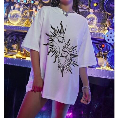European And American New Style Womens Sun Flower Fashion Round Neck Printing Womens T-shirts Womens T-shirts Plus Size T-shi