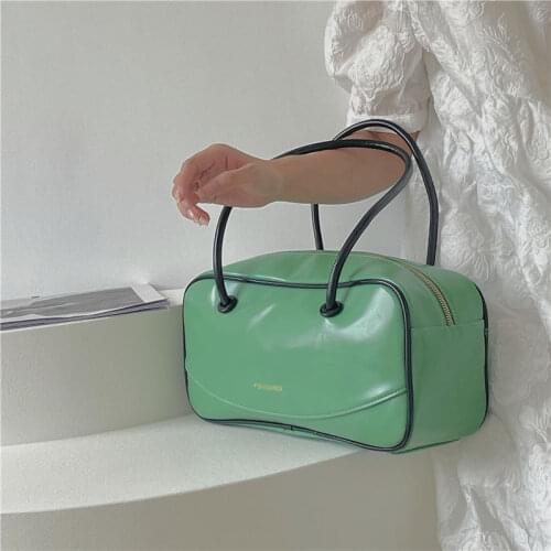 Square Large Capacity Women Purse Handbags Solid Color Ladies Tote Shoulder Bag Soft PU Leather Female Baguette Underarm Bags