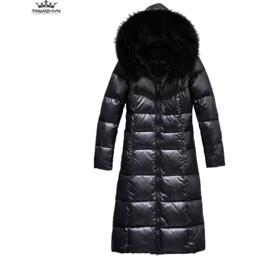 Plus size Down Coat Female 2019 Winter Women Thick Real Fur collar White Duck Down Jacket Hooded Boutique Warm Jackets Outerwear