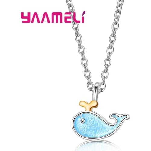 Super Cute Dolphin Pendant 925 Sterling Silver Necklace For Pet Lucky Jewelry For Women Girls Christmas Gift New