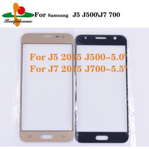 10Pcs\lot For Samsung Galaxy J5 2015 J500 J500H Front Touch screen Panel LCD Out Glass Lens For Galaxy J7 2015 J700 J700F J700H