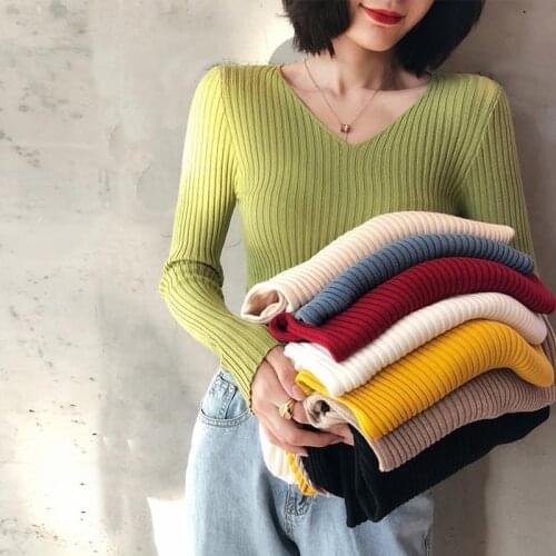 2021 Basic B-neck Solid Autumn Winter Pullover Women Female Knitted Ribbed Sweater Slim Long Sleeve Badycon High Quality Sweater