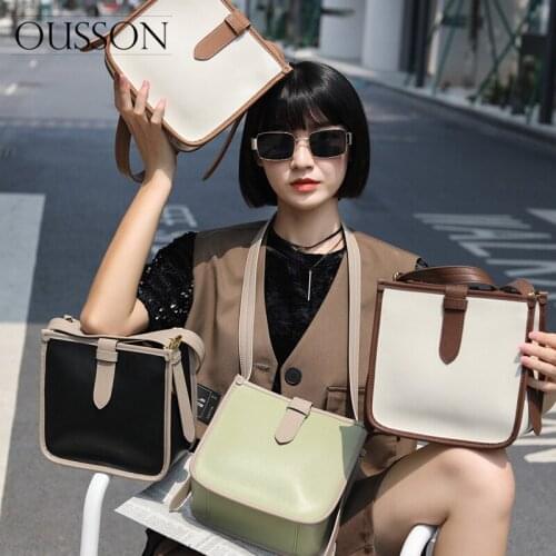 OUSSON 2021 New Design Leather Large Capacity Bucket Bag Fashion Messenger Bag Multifunctional Tote Handbag Bag For Women