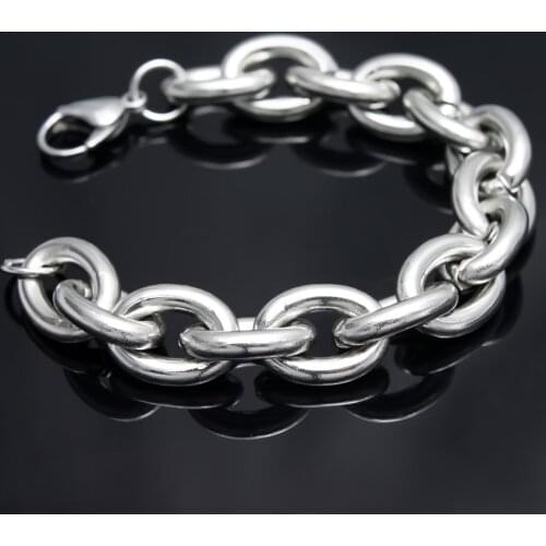 23cm*15mm 69.5g New Stainless Steel Silver color Chains Bracelet Bangle For Men/ Boy, Lowest Price Best Quality