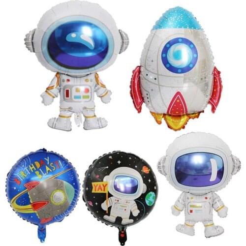 Astronaut Balloon Aluminum Foil Balloon Boy Birthday Party Decoration Hydrogen Balloon Rocket Ship Pattern Party Decoration
